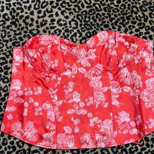 Floral Red Bustier Top